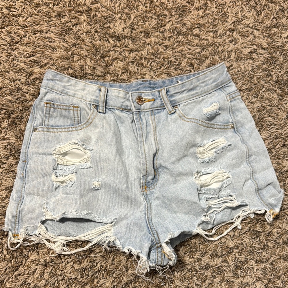 SHEIN Blue Distressed Jean Shorts